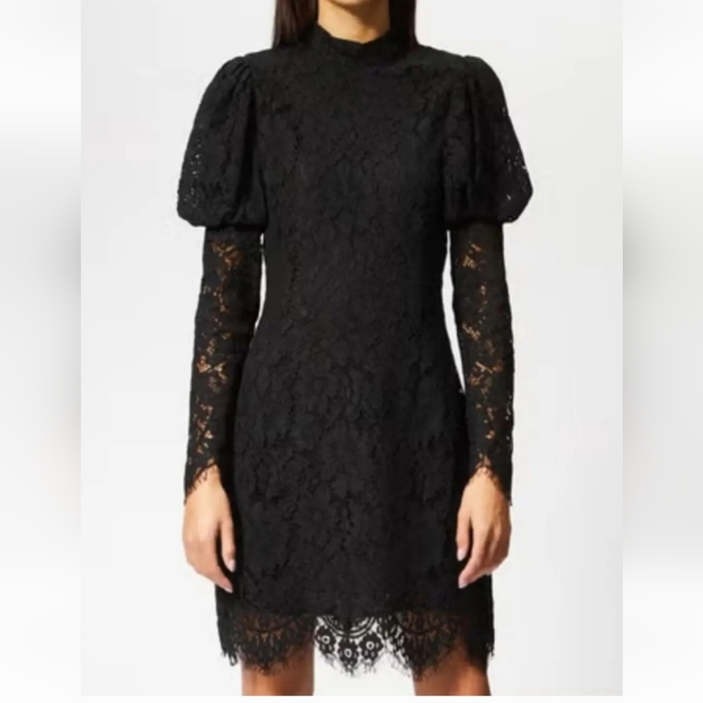 Ganni Black Lace Mini Dress.Size 38.NWT